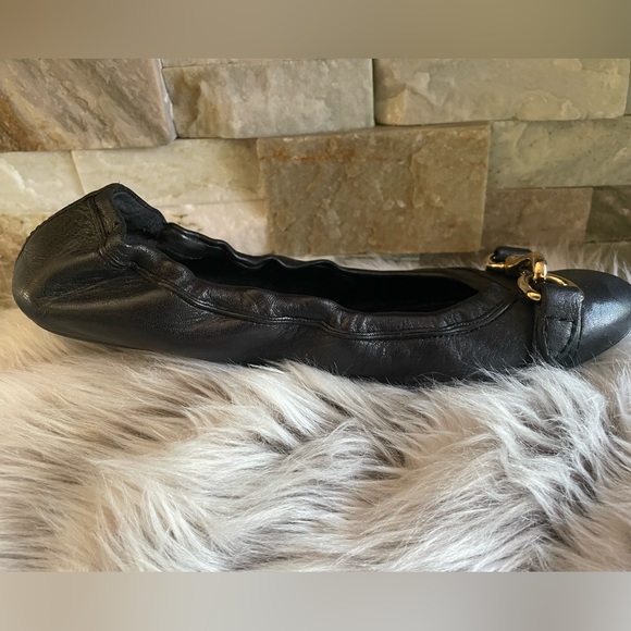 Burberry Black Flat with Gold Horse Bridle Bit Detail - Picture 8 of 13